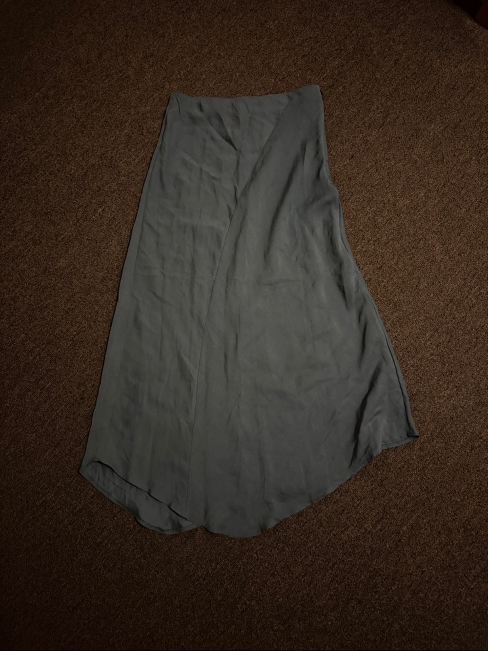 Zara Slate Gray Maxi Skirt - Flowing Bias Cut
